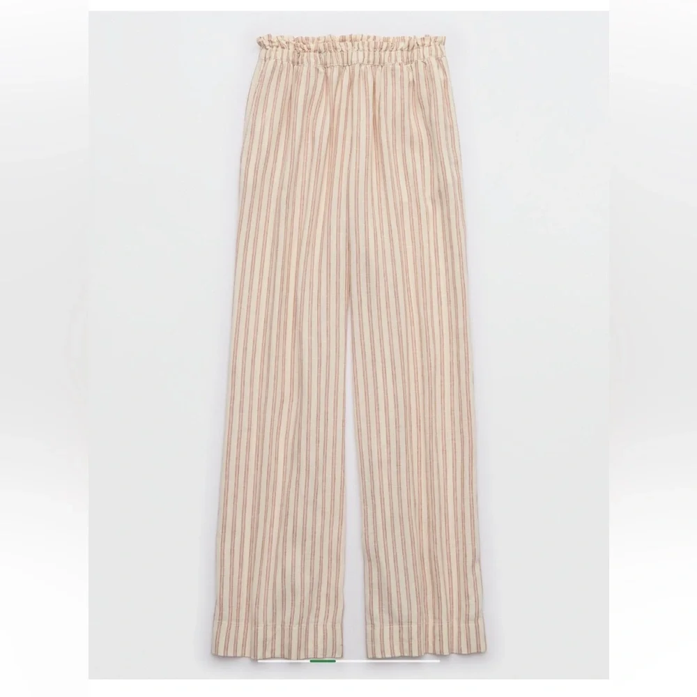 Aerie Linen Blend Trousers Size Medium Oversized - Picture 6 of 9